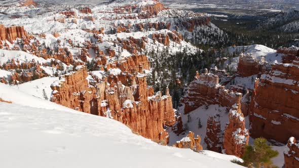 Bryce Canyon in Winter Snow in Utah USA