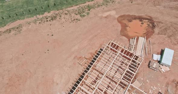 Wood Home Framing at Construction Site on a New Development