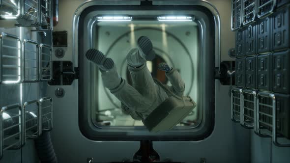 Astronaut Inside the Orbital Space Station alt