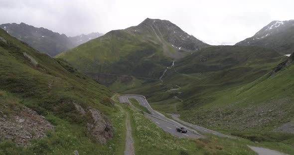 Flight over Oberalppass, Graubuenden, Switzerland