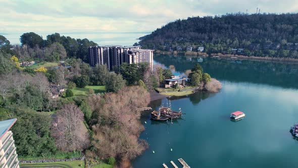 Chilean Patagonia. Famous countryside city of Pucon at South of Chile.