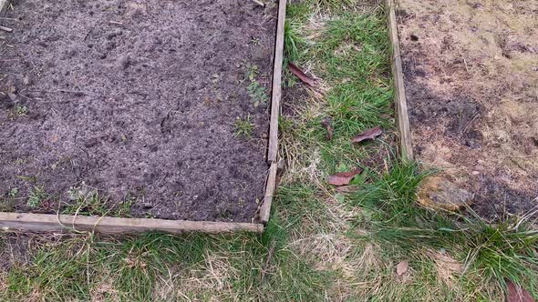 Garden Beds are Empty and Clean in Spring After Winter