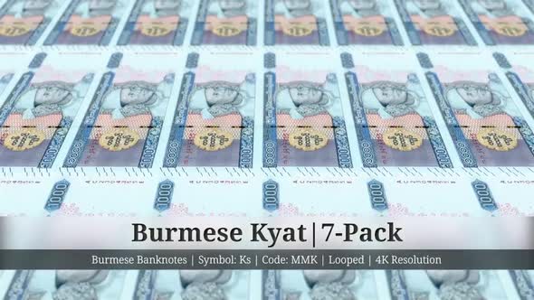 Burmese Kyat | Myanmar (Burma) Currency - 7 Pack | 4K Resolution | Looped