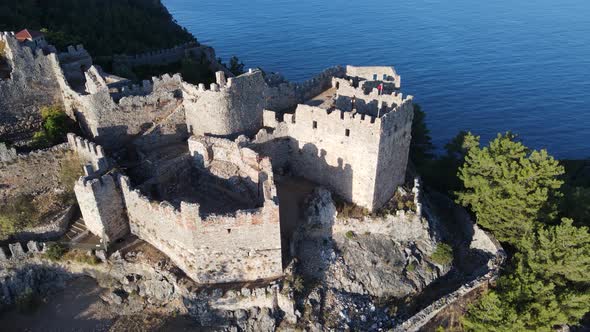 Alanya Castle - Alanya Kalesi Aerial View. Turkey