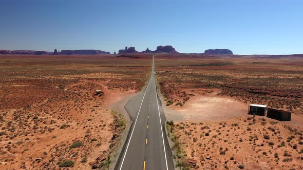 Distant View Of Monument Valley From The Famous Forrest Gump Point In Mexican Hat, Utah. wide aerial