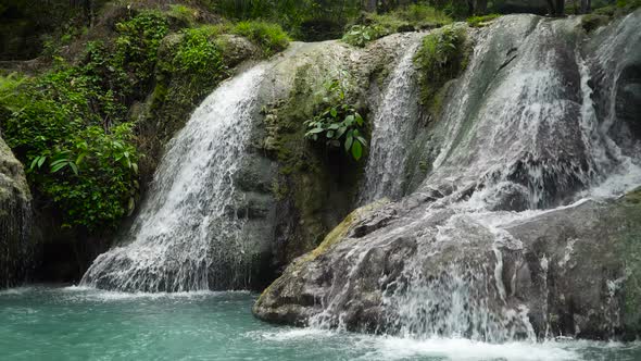 Beautiful Tropical Waterfall. Philippines, Mindanao.