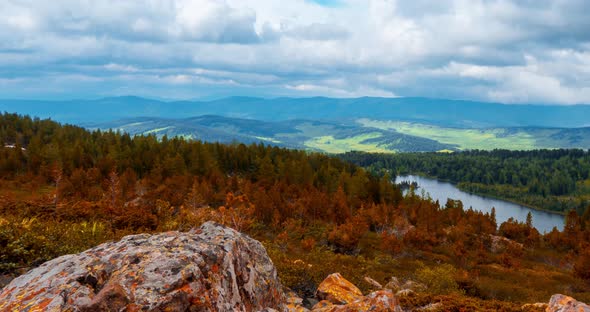 Mountain Lake Timelapse at the Summer or Autumn Time