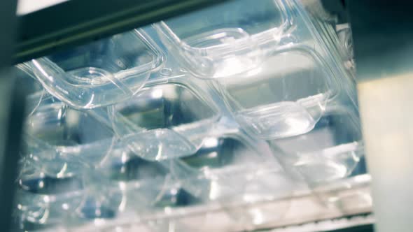 Injection Moulded Plastic Trays Are Being Stacked