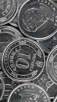 Coins Denomination Ten Ukrainian Hryvnia Rotate Slowly
