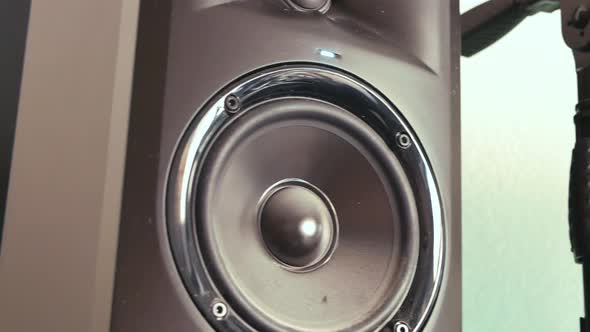 Bedroom studio audio monitors and speakers for music production.