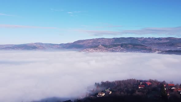 Fog Over The City Of Sarajevo Drone V4