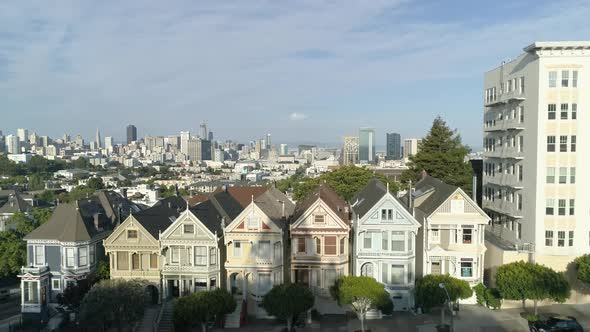 Aerial view of "Painted Ladies" houses