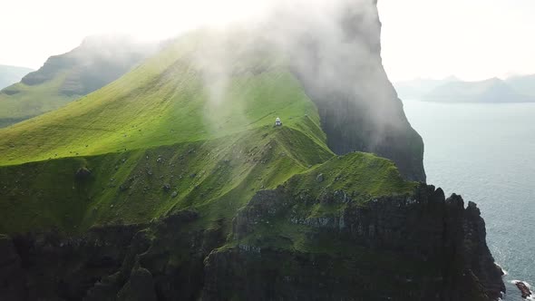 Aerial View of Kalsoy Island Faroe Islands