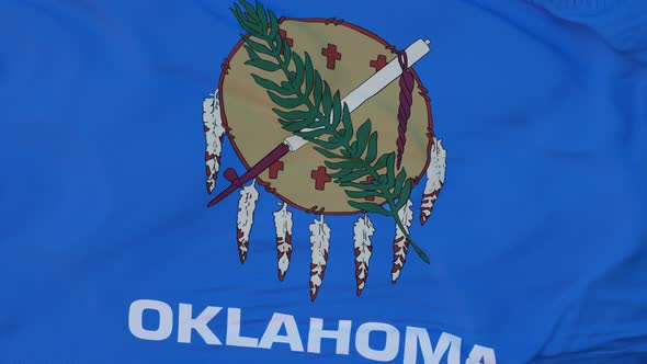 Flag of Oklahoma State Region of the United States Waving at Wind
