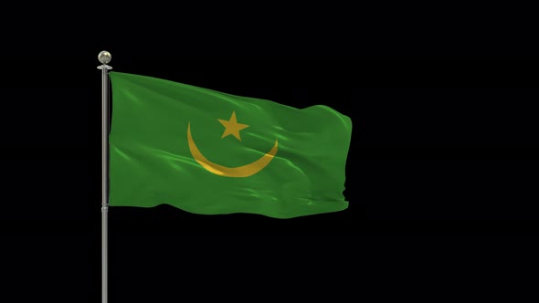 Mauritania Looping Of The Waving Flag Pole With Alpha