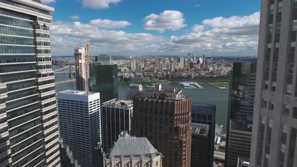4K Aerial shot of Manhattan district in New York, United States