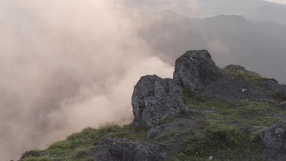 Trabzon City Over The Clouds And Rocks Aerial View