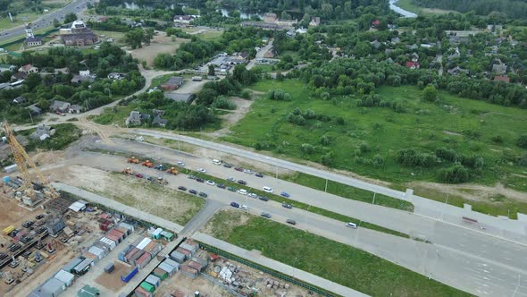 Aerial View Of The New Urban Development. New Houses Are Being Built.