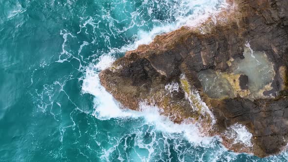 Awesome sea rocky texture aerial view 4 K Turkey Alanya