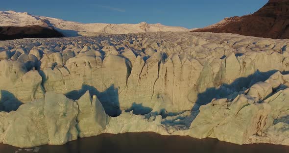 Flying Over A Glacier In Iceland