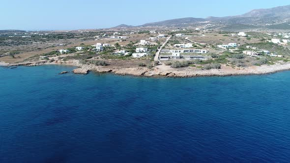 Aliki beach on the island of Naxos in the Cyclades in Greece seen from the sk