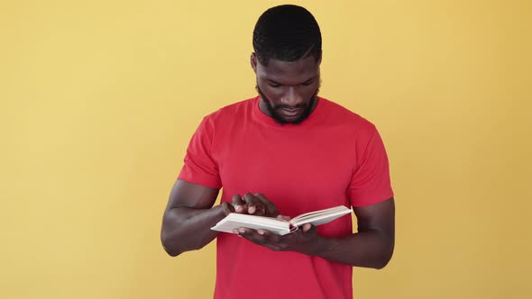 Boring Book Tired African Man Frustrated Reading