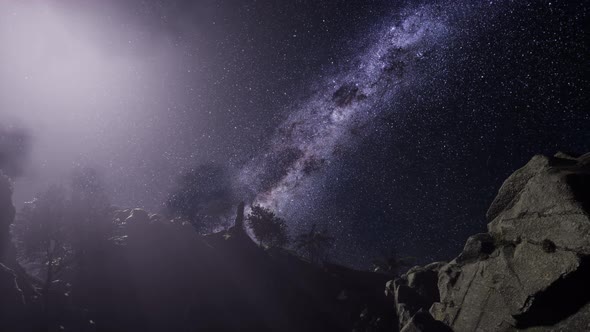 Milky Way Galaxy Over Sandstone Canyon Walls