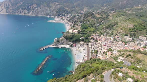 Aerial view of Monterosso al Mare town, Cinque Terre, Italy