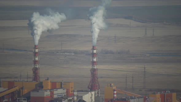 Air pollution from chimneys of an industrial plant