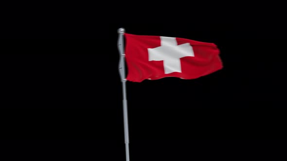 4K Switzerland flag transition with alpha. two step