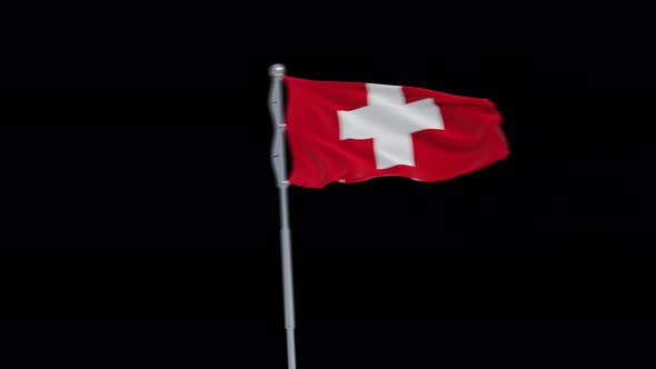 4K Switzerland flag transition with alpha. two step alt