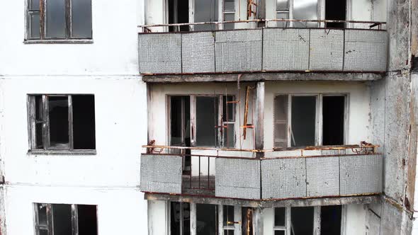 Chernobyl Exclusion Zone. Pripyat. Aerial. Abandoned City Building