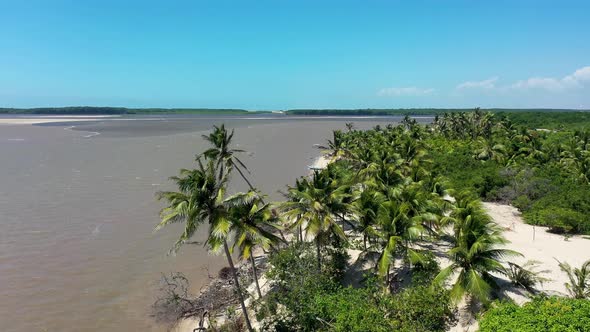 Sand dunes and rain water lagoons at northeast brazilian paradise