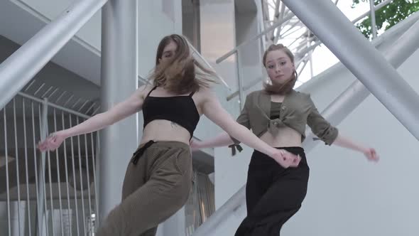 Girls Enjoying Hip Hop Moves Outdoors