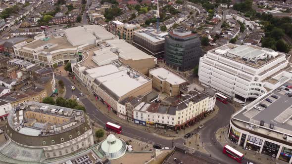 Drone Footage of the Wimbledon Railway Station Buildings and Private Houses