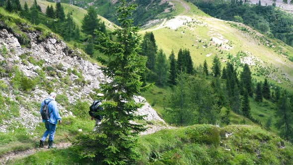 Family Excursion Along a Beautiful Mountain Landscape