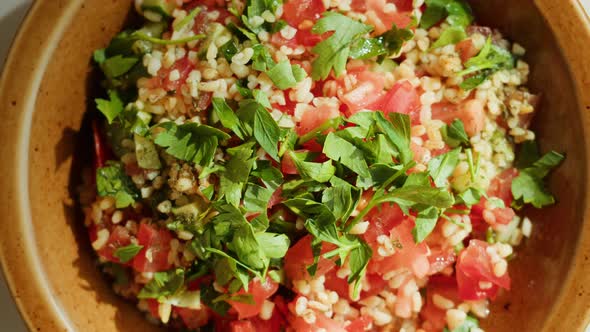 Tabbouleh Vegetable Salad Top View Middle Eastern National Traditional Food