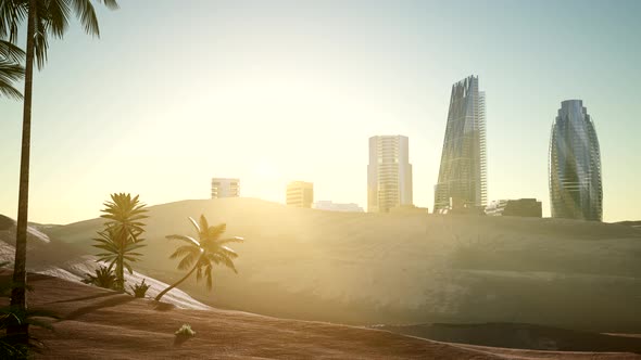 City Skyscrapes in Desert