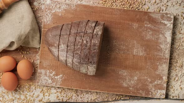 Man's Hands Taking Bread Slices. Bread's Slices Disappearing and Appearing