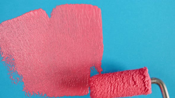 Pink Acrylic Paint on a Blue Background