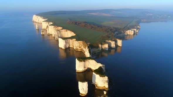 Old Harry Rocks on the Jurassic Coast in England from the Air