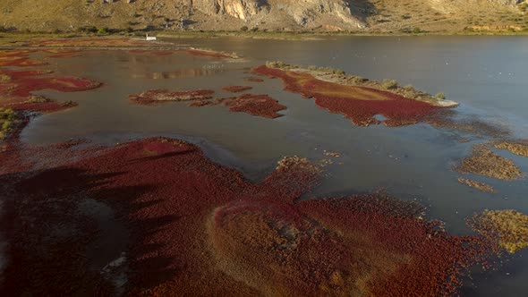 Aerial view of Prokopou Lagoon in Greece.