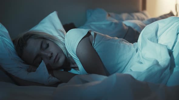 Restless Sleep Night Insomnia Disturbed Woman Bed