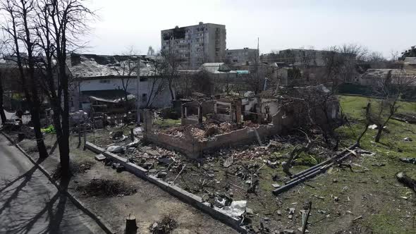 Bucha, kyiv, Ukraine - 01.04.2022: Irpin, Bucha, Dmitrivka. Atrocities of the russian army in the su