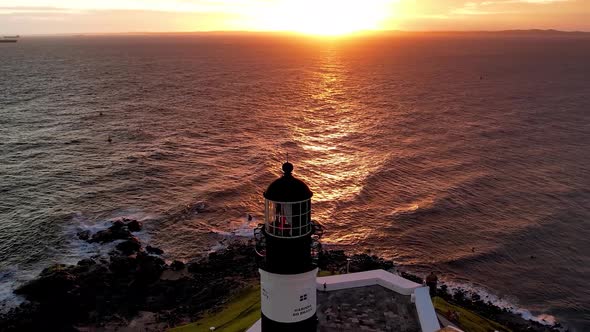 Sunset aerial view of tourism postal card at downtown Salvador Bahia Brazil.