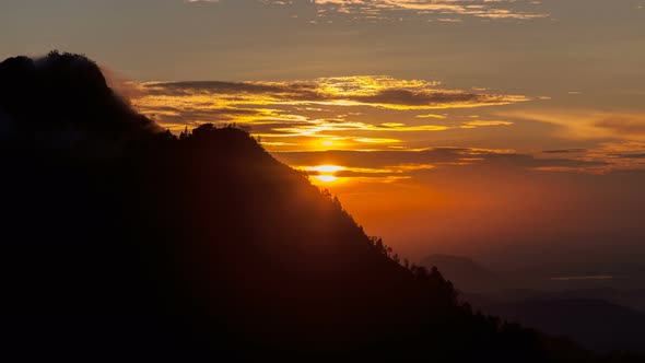 Sunrise Landscape From Behind a Mountainside, Sri Lanka 