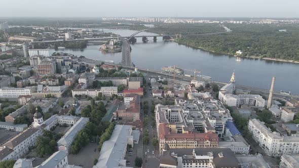 View of Kyiv From Above. Ukraine. Aerial View, Gray, Flat