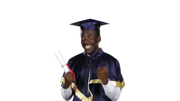 Student Holding a Diploma. White