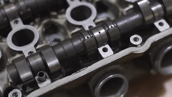 Motor Head Valve Camshaft From a Motorcycle or Car