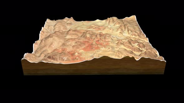 Wadi Rum Village terrain map 3D render 360 degrees loop animation